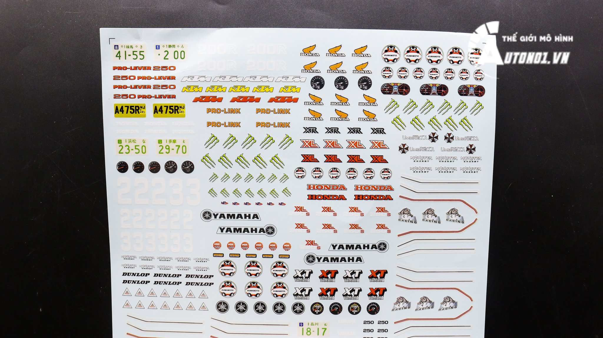 DECAL NƯỚC HONDA YAMAHA DUNLOP MONSTER 1:12 DC142