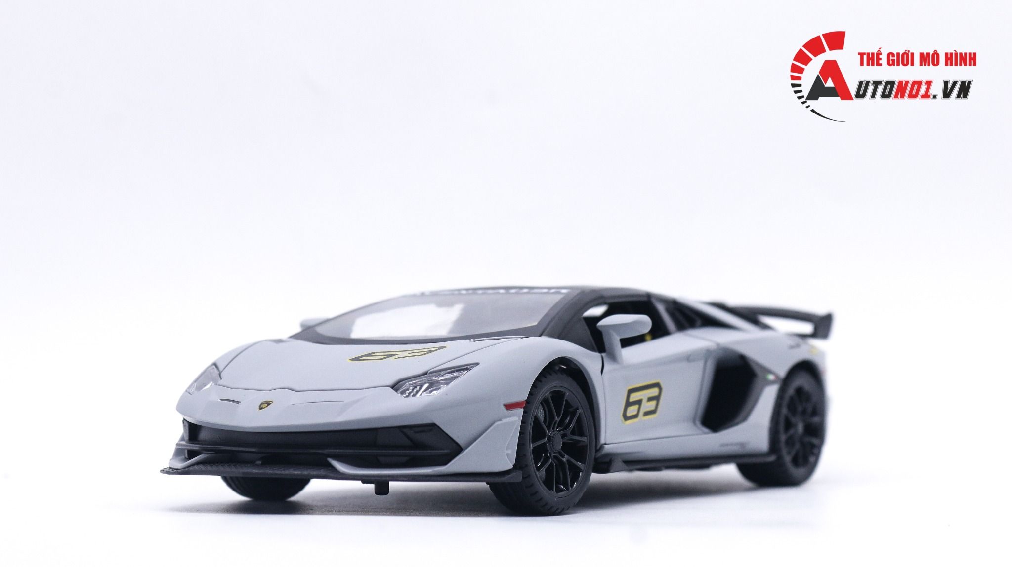  Mô hình xe Lamborghini Aventador Svj63 đánh lái được full open, mui xe có thể tháo rời 1:24 Miniauto DC24301 