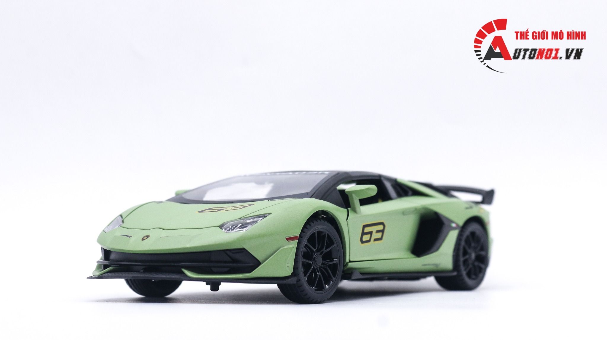  Mô hình xe Lamborghini Aventador Svj63 đánh lái được full open, mui xe có thể tháo rời 1:24 Miniauto DC24301 