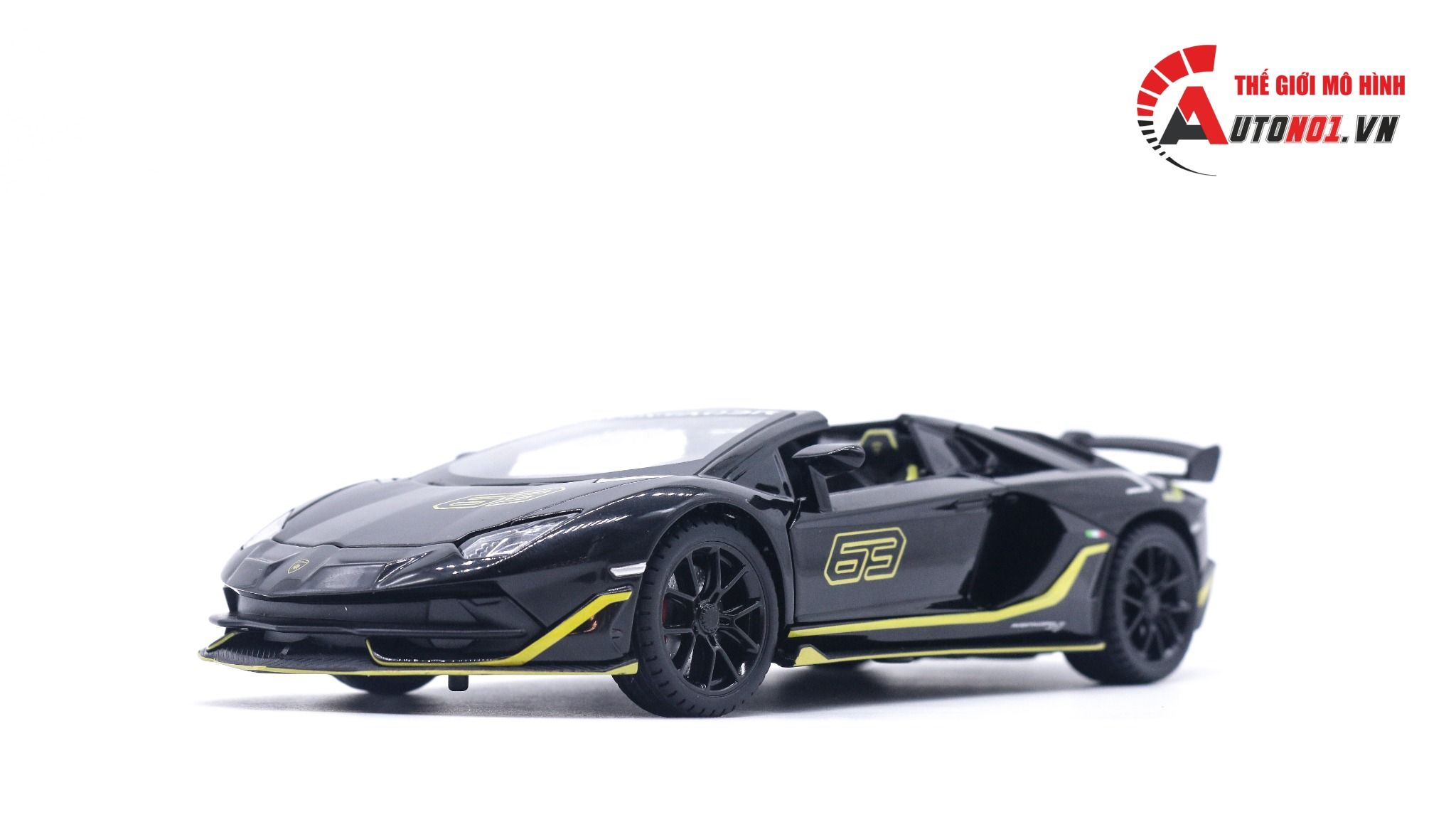  Mô hình xe Lamborghini Aventador Svj63 đánh lái được full open, mui xe có thể tháo rời 1:24 Miniauto DC24301 