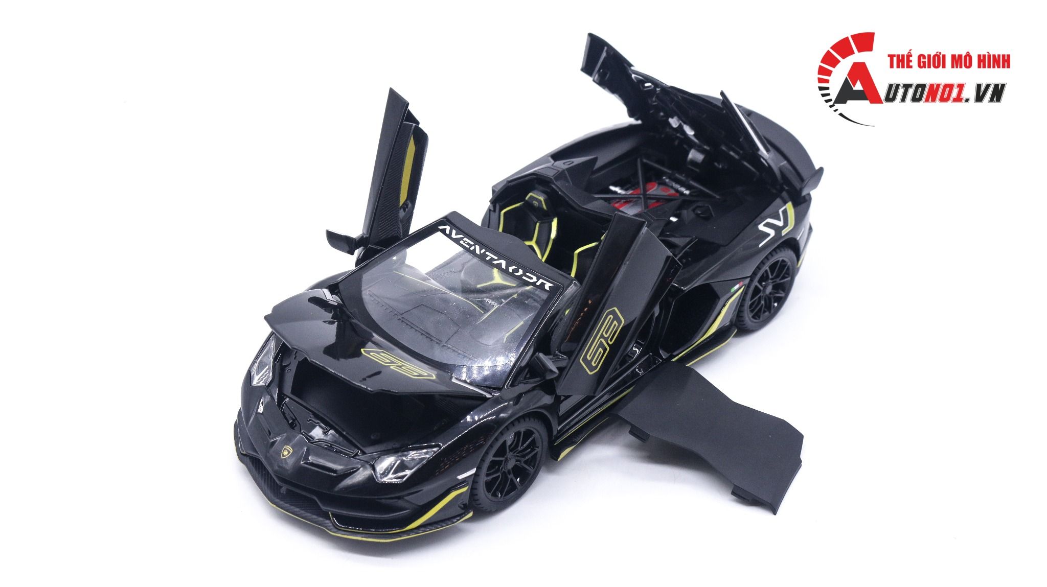 Mô hình xe Lamborghini Aventador Svj63 đánh lái được full open, mui xe có thể tháo rời 1:24 Miniauto DC24301 