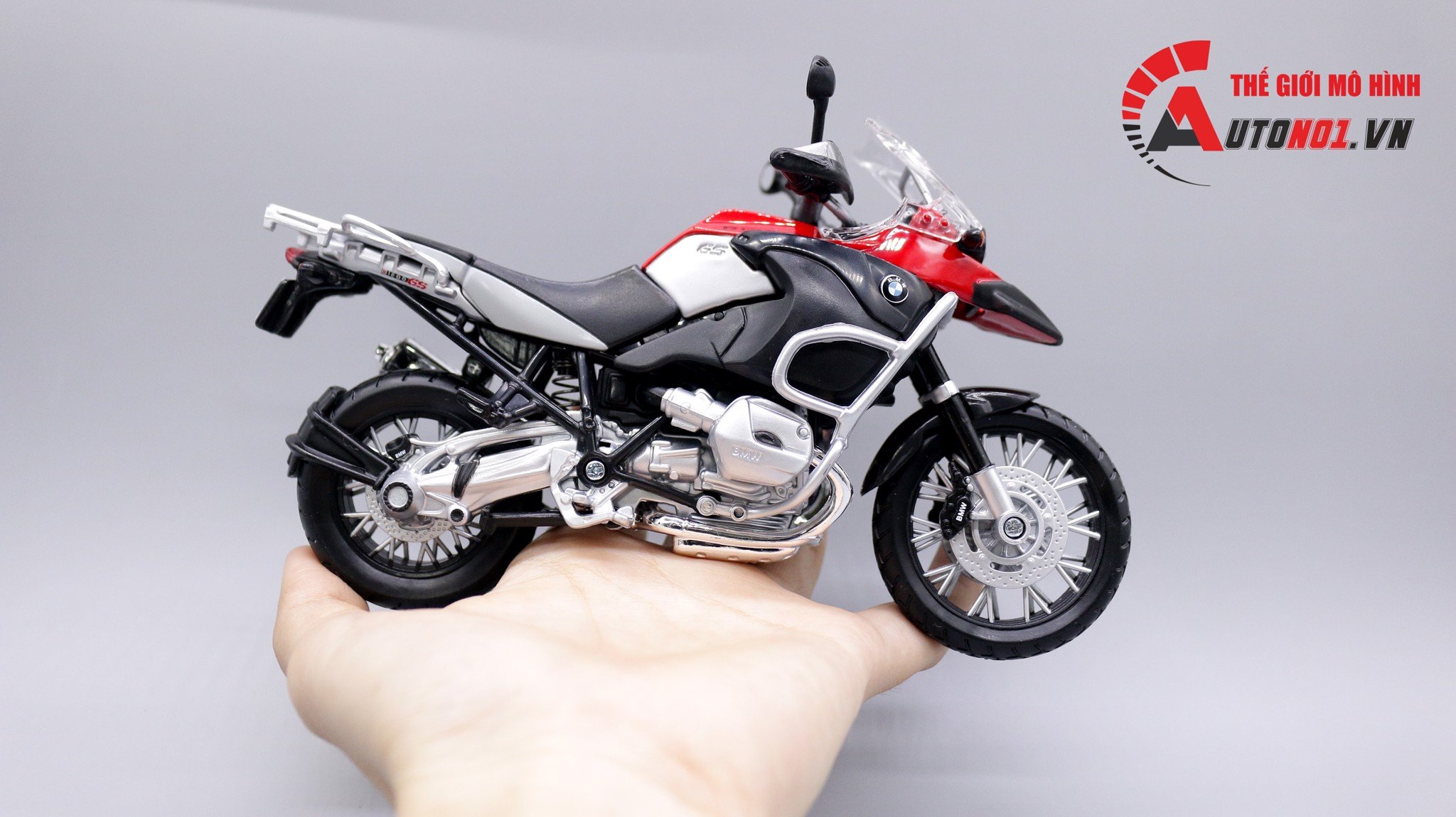  Mô hình xe Bmw R1200GS red black tỉ lệ 1:12 Maisto MT077 