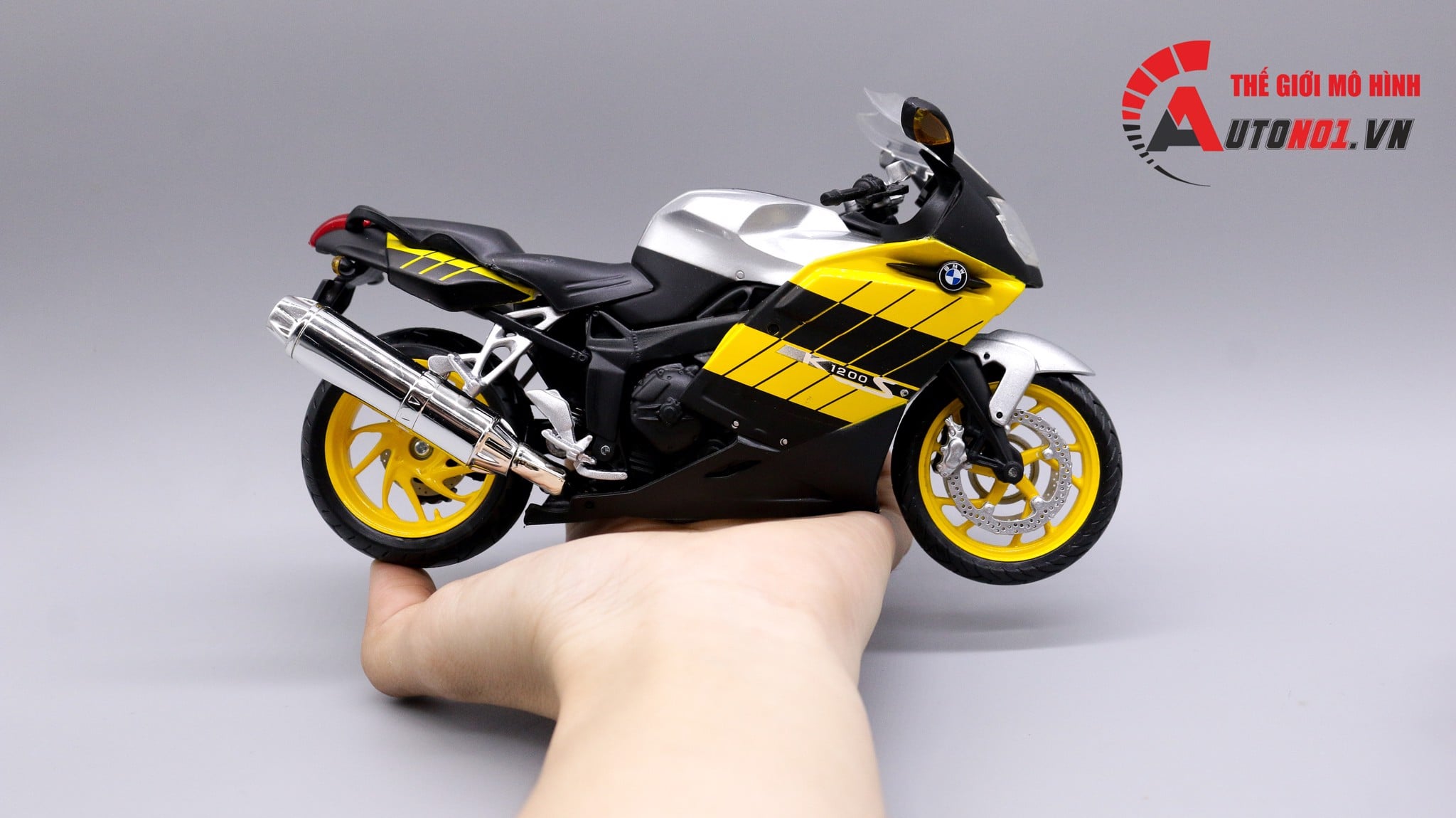  Mô hình xe Bmw K1200S yellow 1:12 Joycity 7509 
