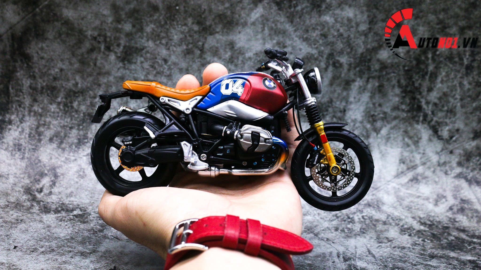  Mô hình xe độ Bmw R Nine T Blue Red 04 Tỉ Lệ 1:12 Autono1 D180 