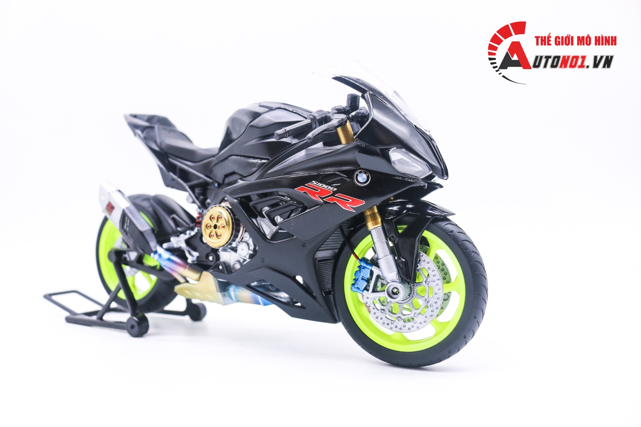  Mô hình xe độ Bmw S1000rr 2020 black độ nồi - độ pô 1:12 Autono1 Welly D226K 