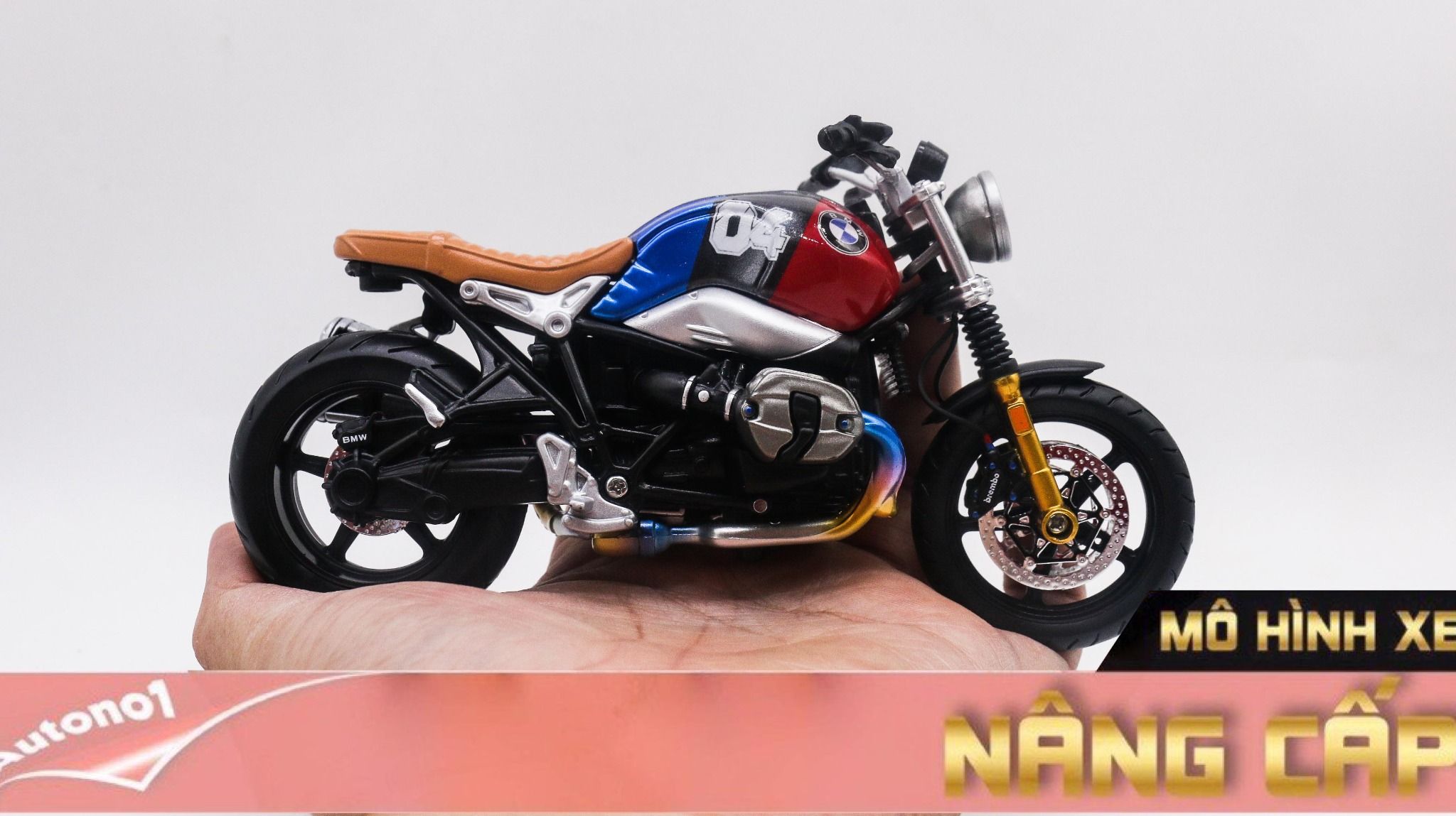  Mô hình xe độ Bmw R Nine T Blue Red 04 Tỉ Lệ 1:12 Autono1 D180 