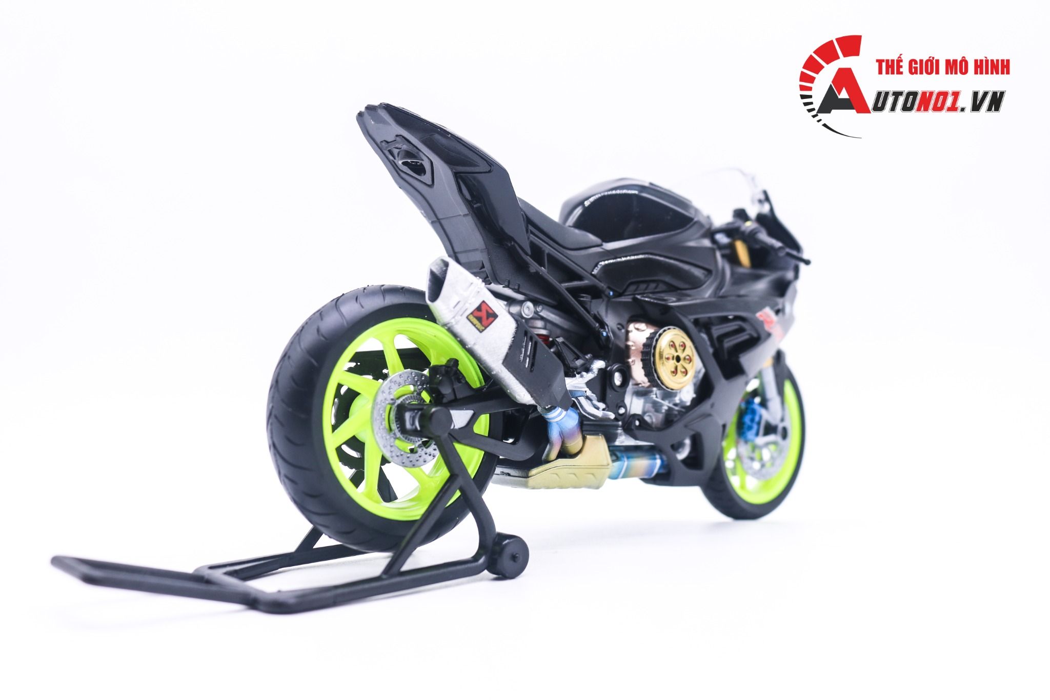  Mô hình xe độ Bmw S1000rr 2020 black độ nồi - độ pô 1:12 Autono1 Welly D226K 