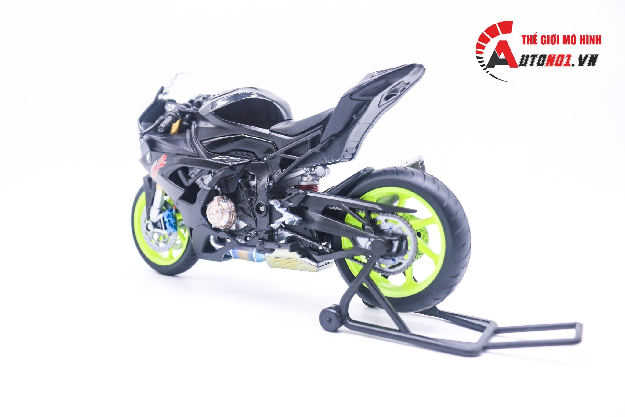  Mô hình xe độ Bmw S1000rr 2020 black độ pô 1:12 Autono1 Welly D226K 