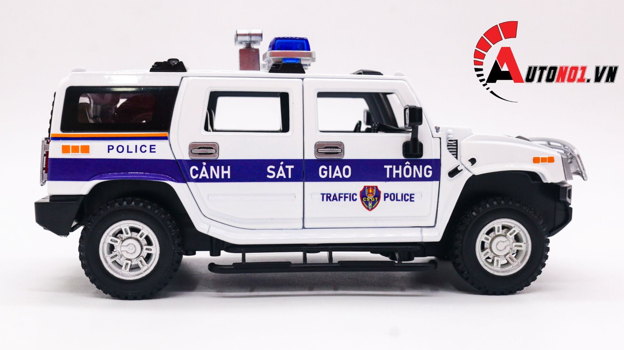  Mô hình xe ô tô độ CSGT Hummer H2 white full open 1:24 Alloy model OT254 