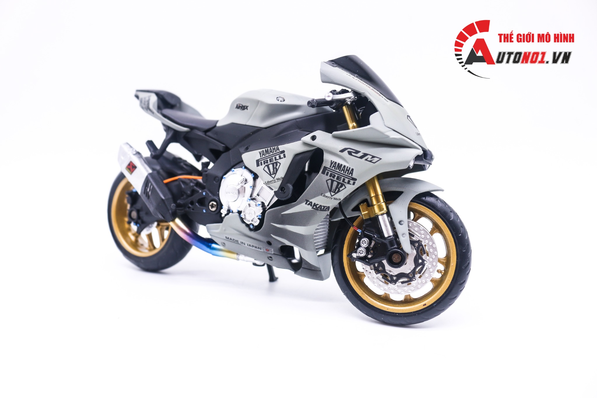  Mô hình xe độ Yamaha R1m Liberty Walk độ pô Akrapovic 1:12 Autono1 MSZ D028B 