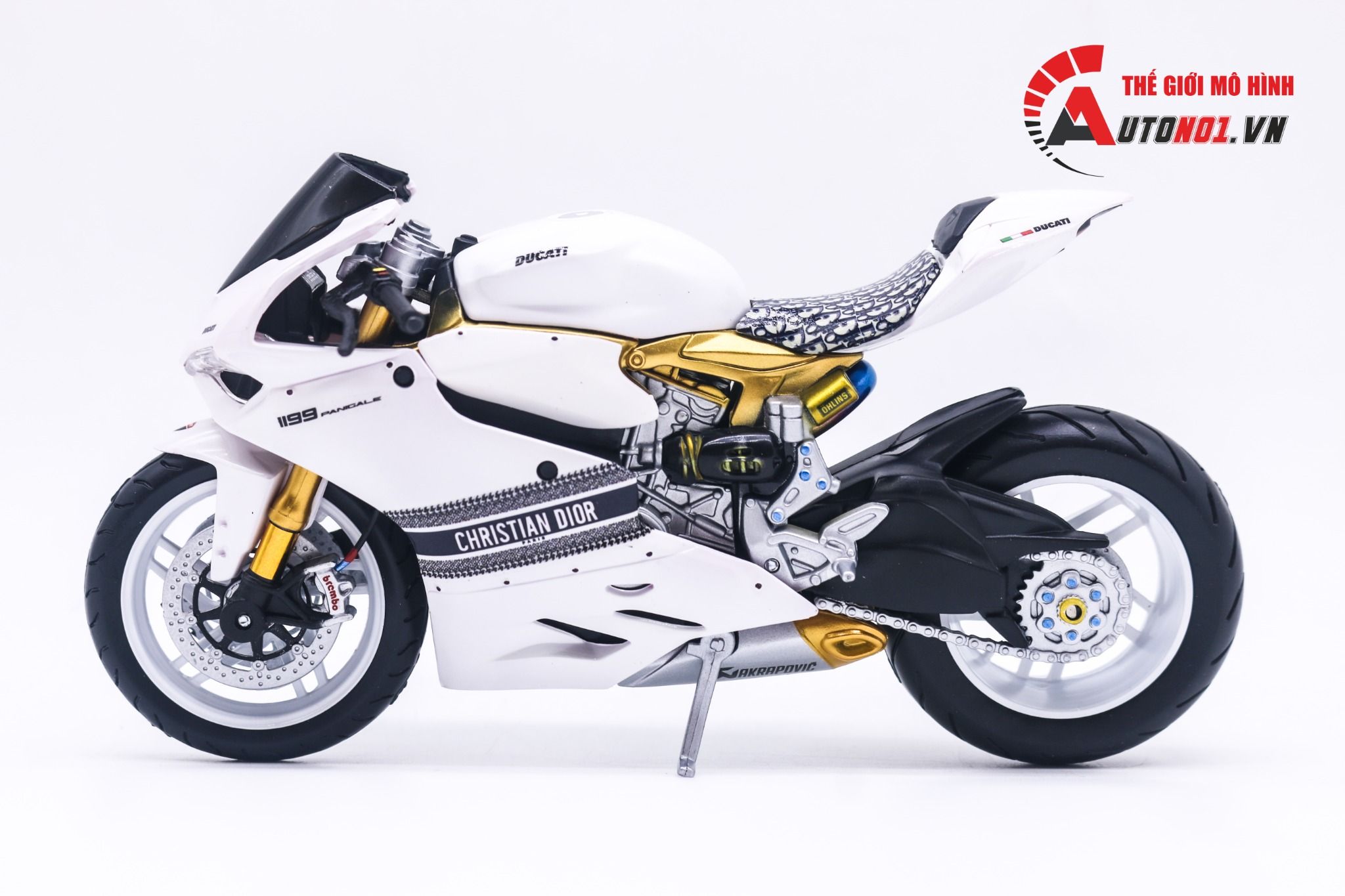  Mô hình xe độ Ducati 1199 custom Christian Dior độ nồi khô tỉ lệ 1:12 Autono1 D221I 