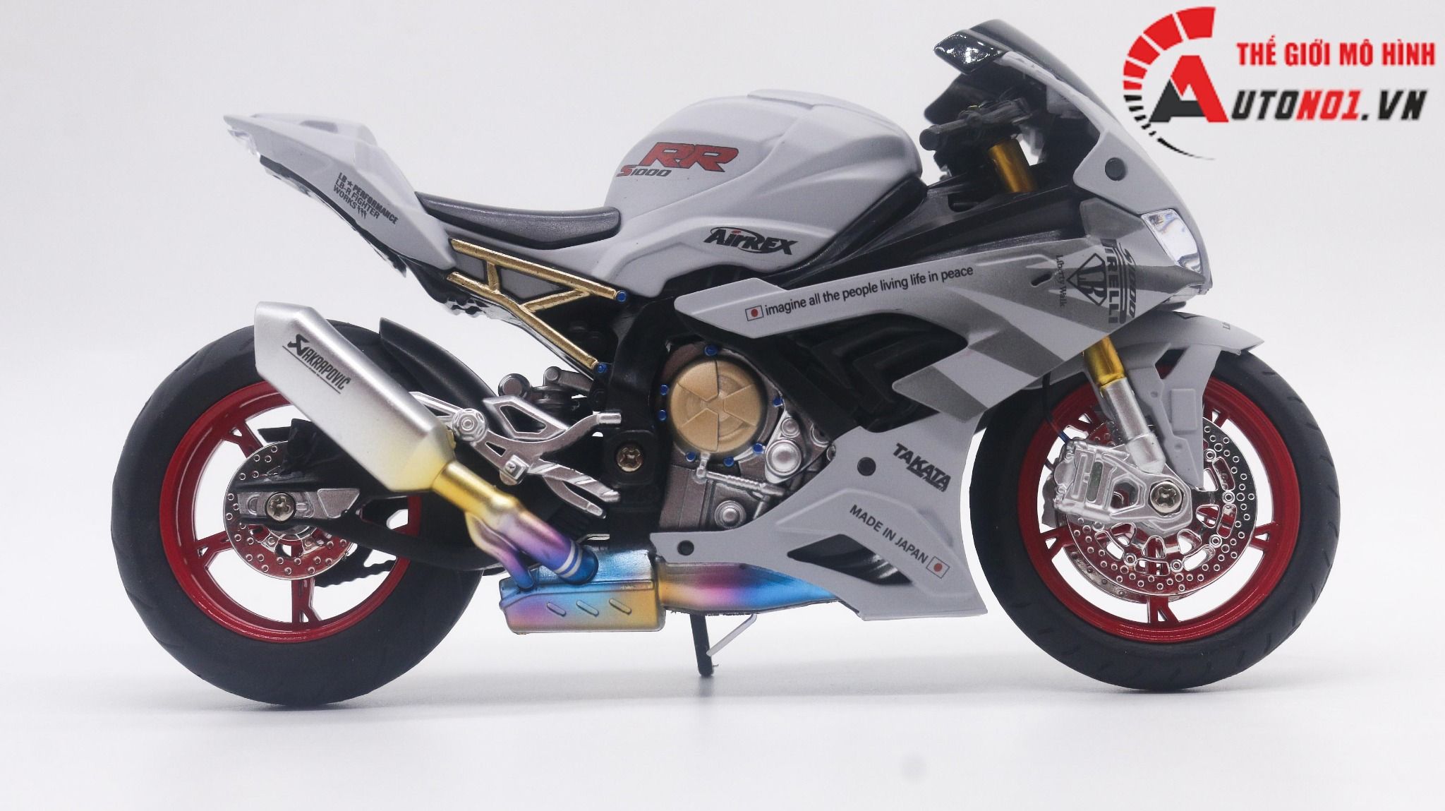  Mô hình xe độ Bmw S1000 2020 Liberty Walk mâm đỏ 1:12 Autono1 Alloy D160D 