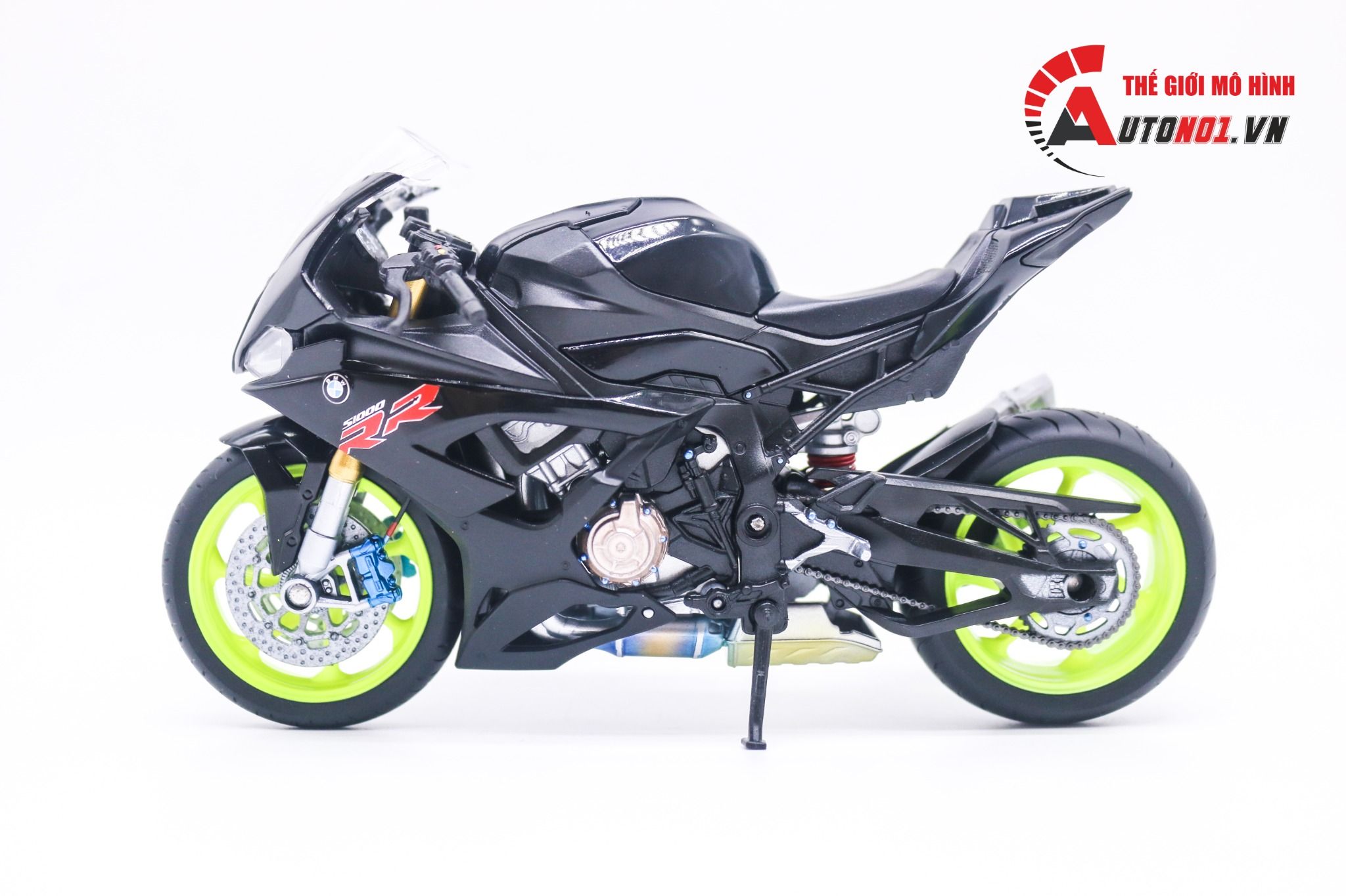  Mô hình xe độ Bmw S1000rr 2020 black độ pô 1:12 Autono1 Welly D226K 