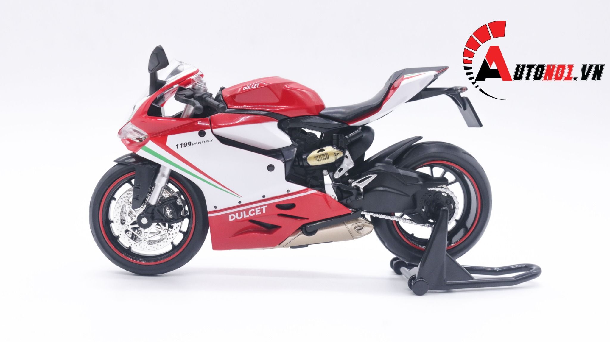  Mô hình xe Ducati 1199 panigale tricolor có đế có ben nâng 1:12 Jiaye Model MT040 