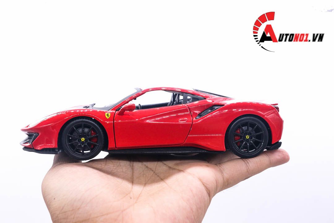  Mô hình xe Ferrari 488 Pista Red đánh lái được phiên bản có đế 1:24 Bburago 5836 