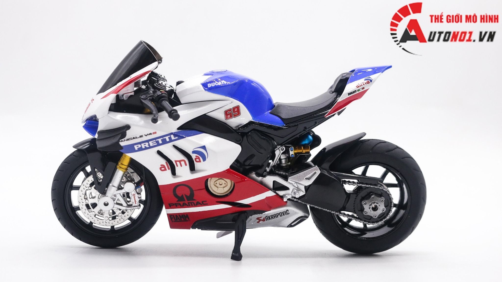  Mô hình xe độ Ducati Panigale V4s Pramac Alma Tỉ Lệ 1:12 Autono1 D222k 