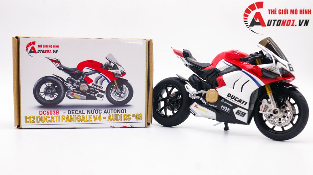 MÔ HÌNH XE ĐỘ DUCATI PANIGALE AUDI RS V4 TỈ LỆ 1:12 AUTONO1 D222I