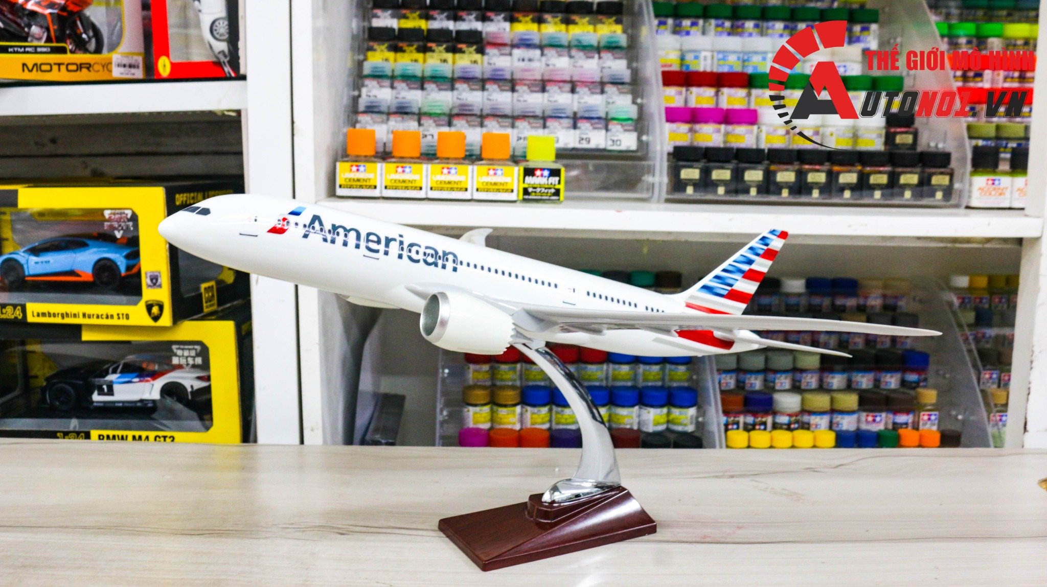  Mô hình máy bay American Boeing B787 không bánh kích thước 43cm MB43001 