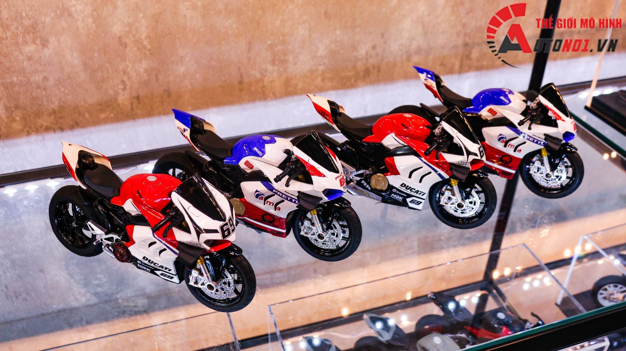  Mô hình xe độ Ducati Panigale V4s Pramac Alma Nồi Khô Tỉ Lệ 1:12 Autono1 D223i 