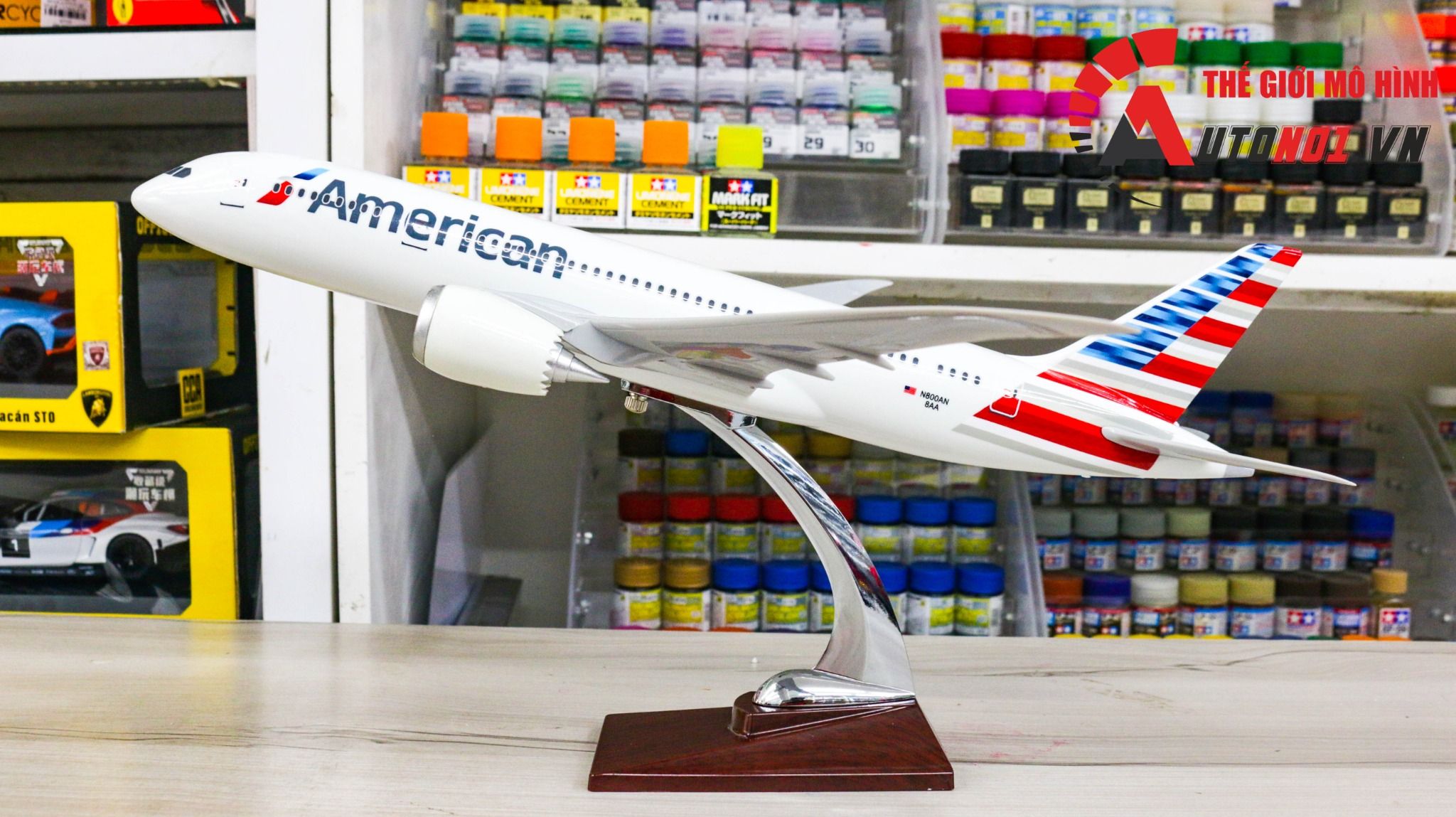  Mô hình máy bay American Boeing B787 không bánh kích thước 43cm MB43001 