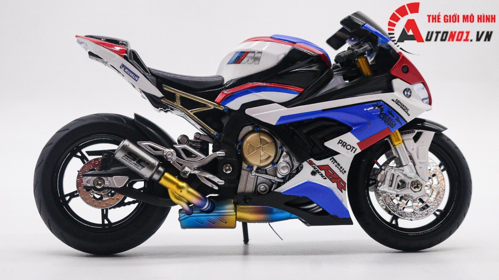  Mô hình xe độ Bmw S1000rr Custom Tricolor Version 1:12 Autono1 Alloy D160G 