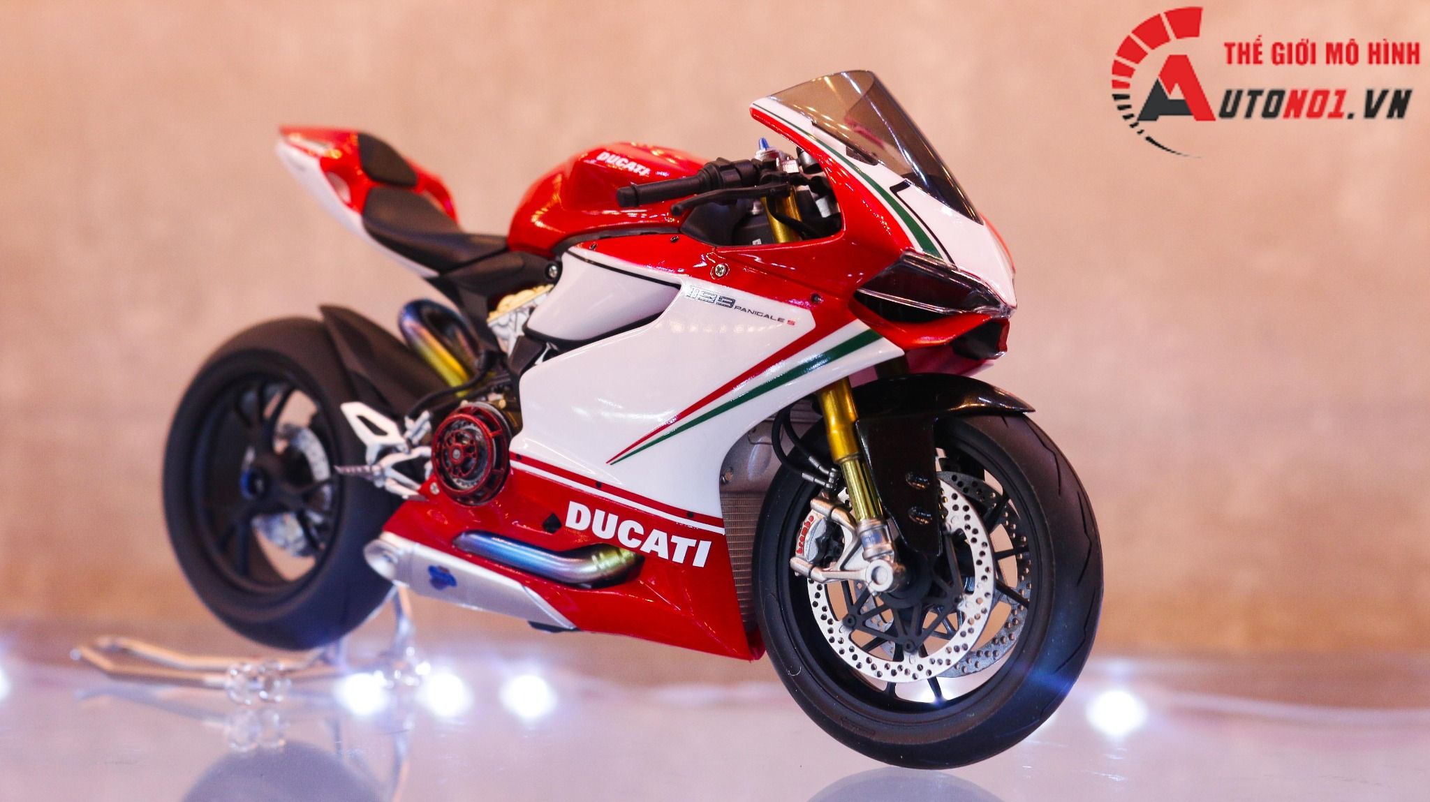  Mô hình xe Ducati 1199 Panigale S Tricolore Nồi Khô 1:12 Tamiya D220 