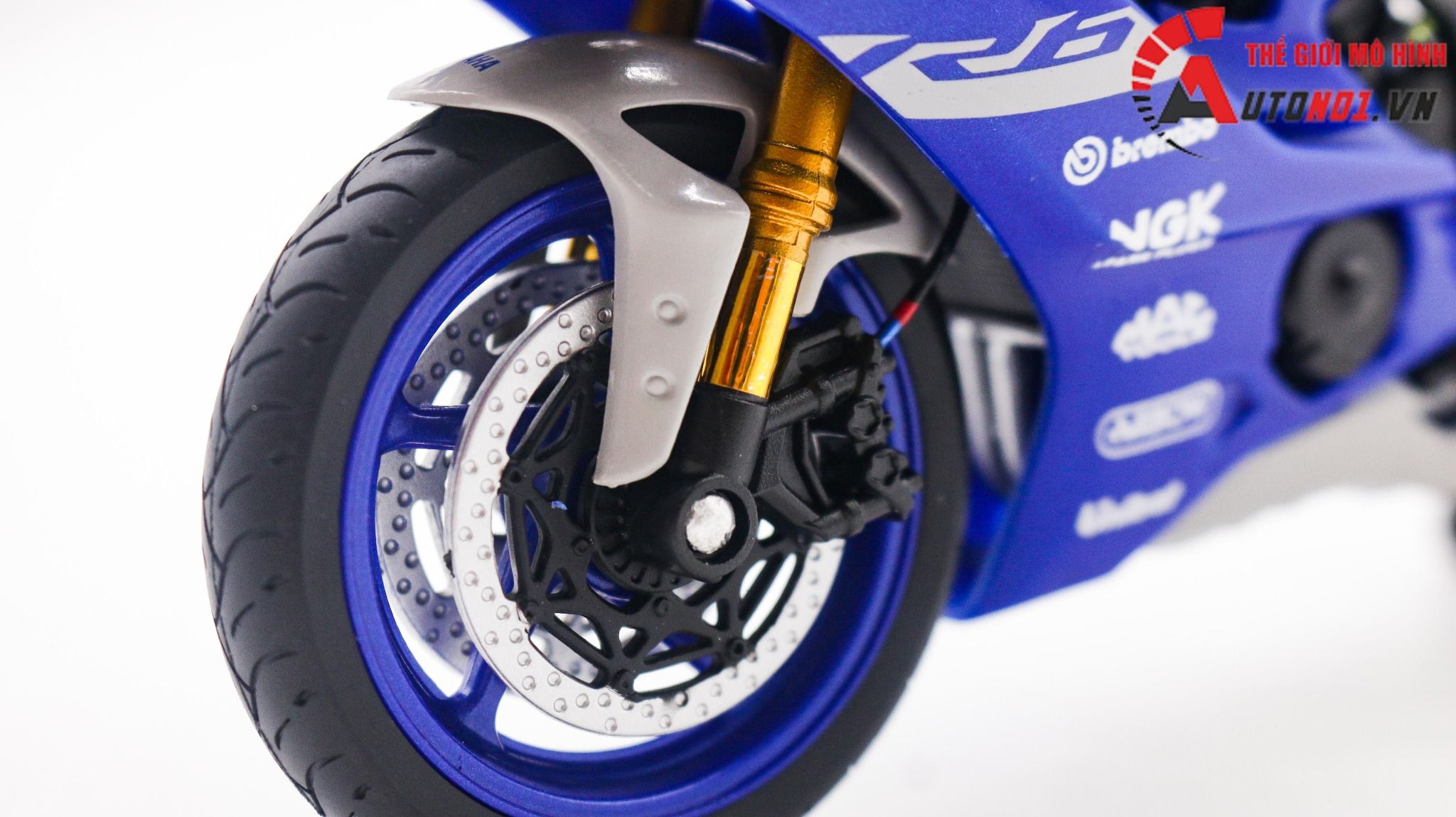  Mô hình xe độ Yamaha R6 Blue Pô Akrapovic 1:12 Autono1 Welly D207E 