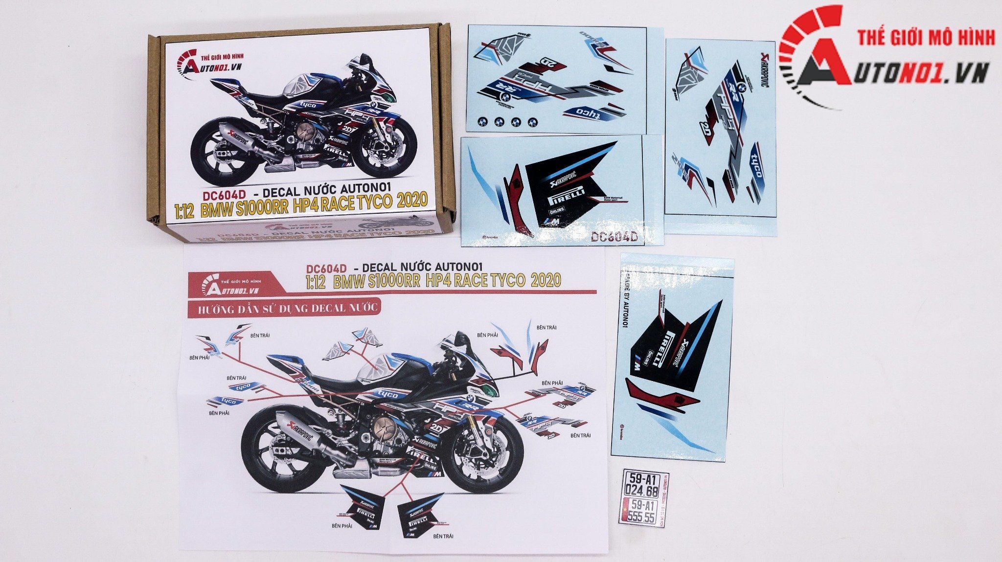  Decal nước tem trùm độ BMW S1000RR HP4 Race Tyco 2d 1:12 Autono1 DC604d 