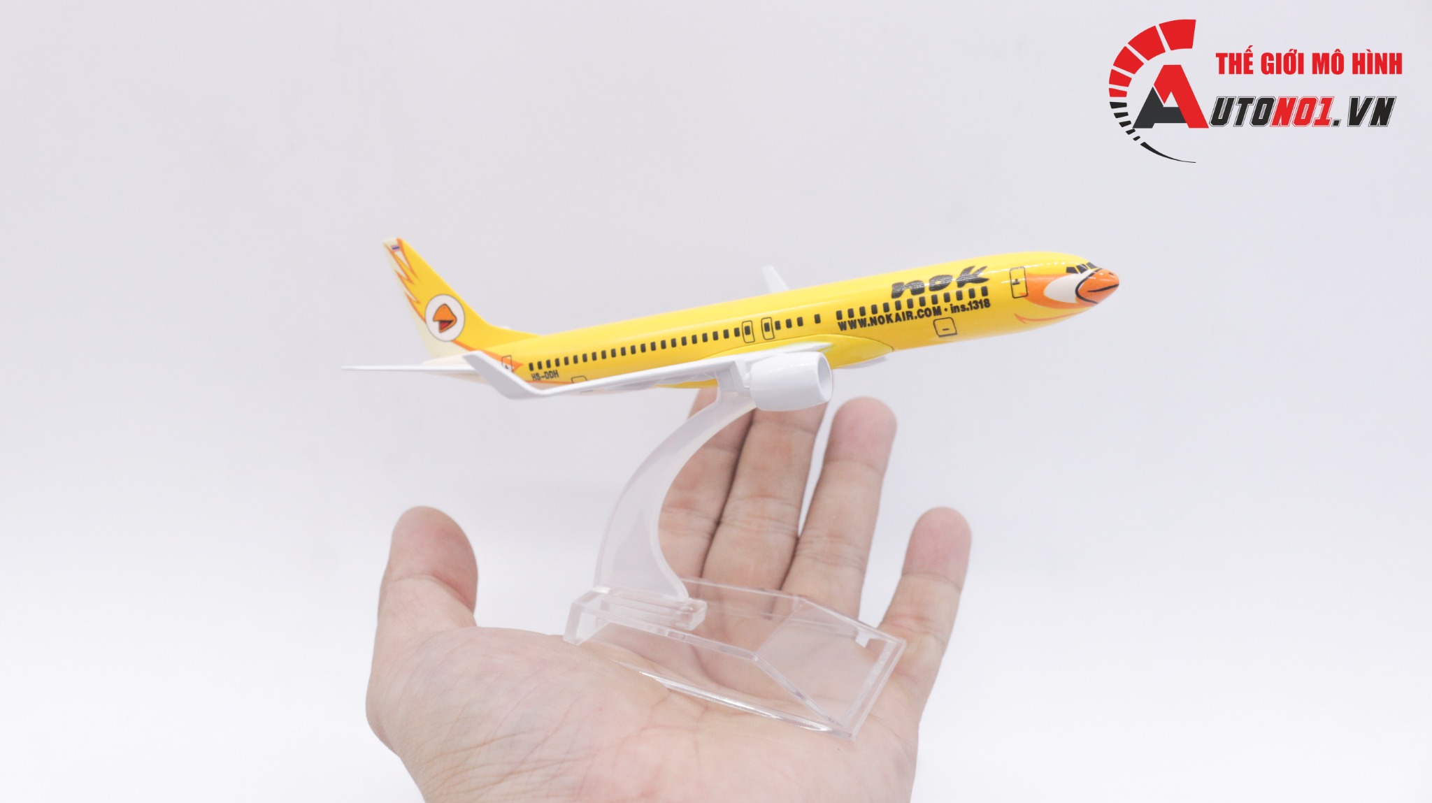  Mô hình máy bay Thailand Nok Boeing B737 HS-DJJ Yellow 16cm MB16057 