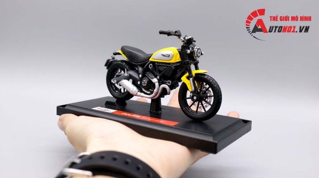  Mô hình xe mô tô Ducati scrambler yellow 1:18 Maisto 1788 