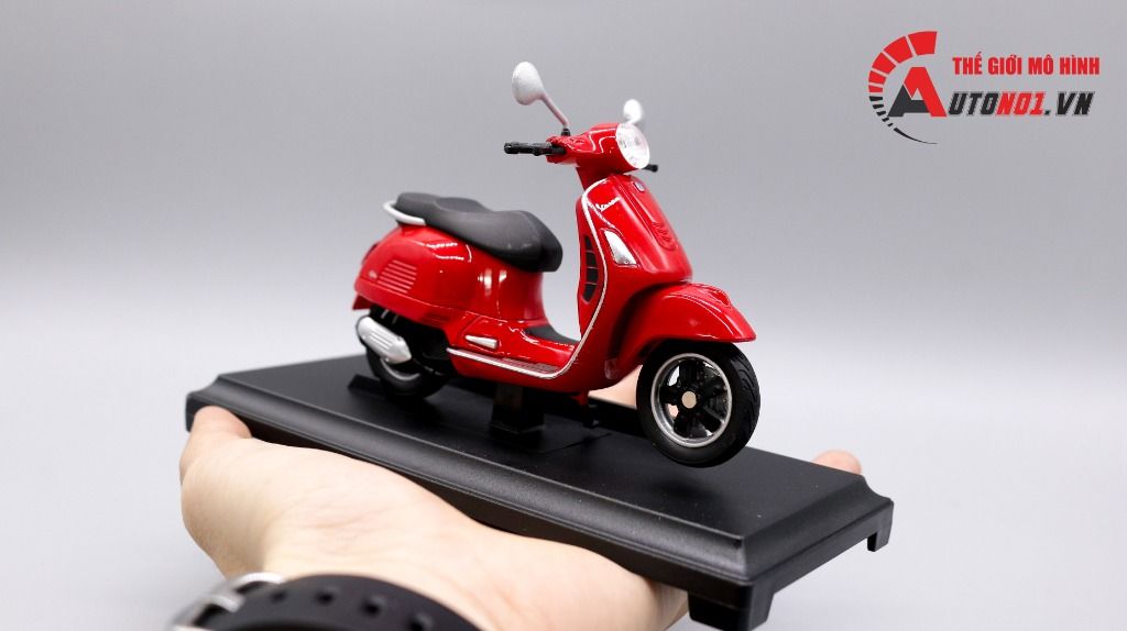  Mô hình xe Vespa gts 125cc 2017 red 1:18 Welly MT078I 