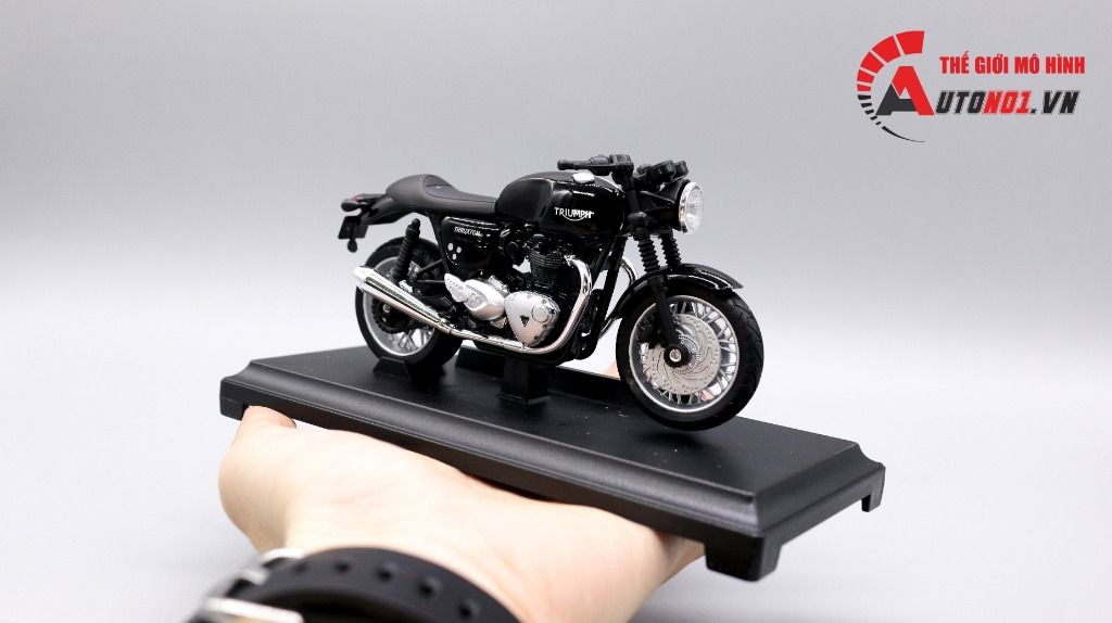  Mô hình xe mô tô Triumph thruxton 1200 1:18 Welly 5454 