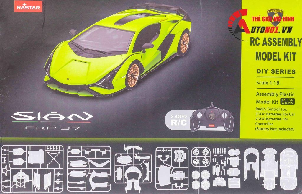 MÔ HÌNH XE ĐIỀU KHIỂN LẮP GHÉP LAMBORGHINI SIAN LIGHTNING GREEN RASTAR 7409