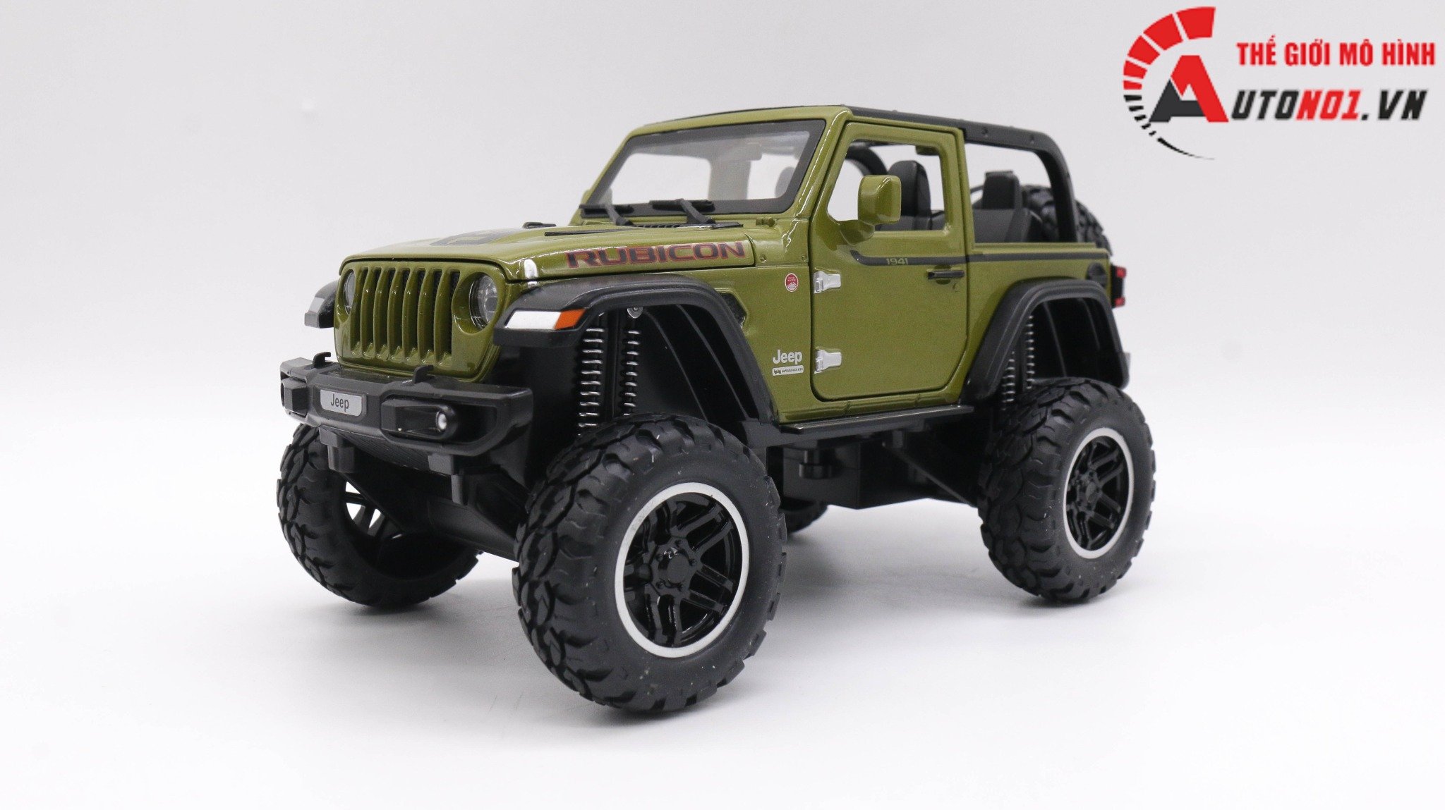 MÔ HÌNH XE JEEP RUBICON OFFROAD MUI TRẦN GREEN 1:20 MINIAUTO 7777