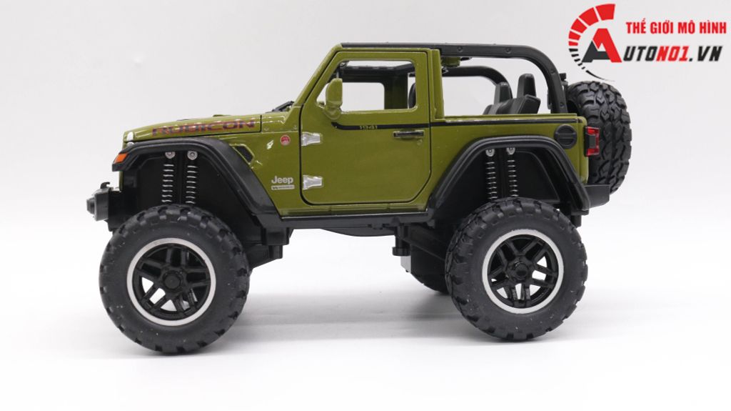 MÔ HÌNH XE JEEP RUBICON OFFROAD MUI TRẦN GREEN 1:20 MINIAUTO 7777