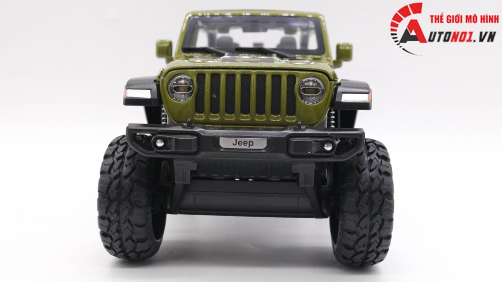 MÔ HÌNH XE JEEP RUBICON OFFROAD MUI TRẦN GREEN 1:20 MINIAUTO 7777