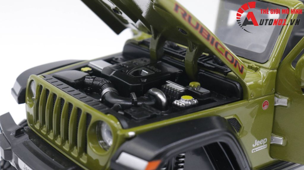 MÔ HÌNH XE JEEP RUBICON OFFROAD MUI TRẦN GREEN 1:20 MINIAUTO 7777