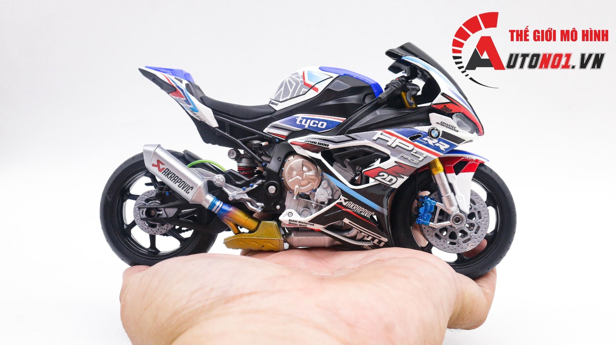  Mô hình xe độ Bmw S1000rr Hp4 Tyco 1:12 Autono1 Welly D226A 