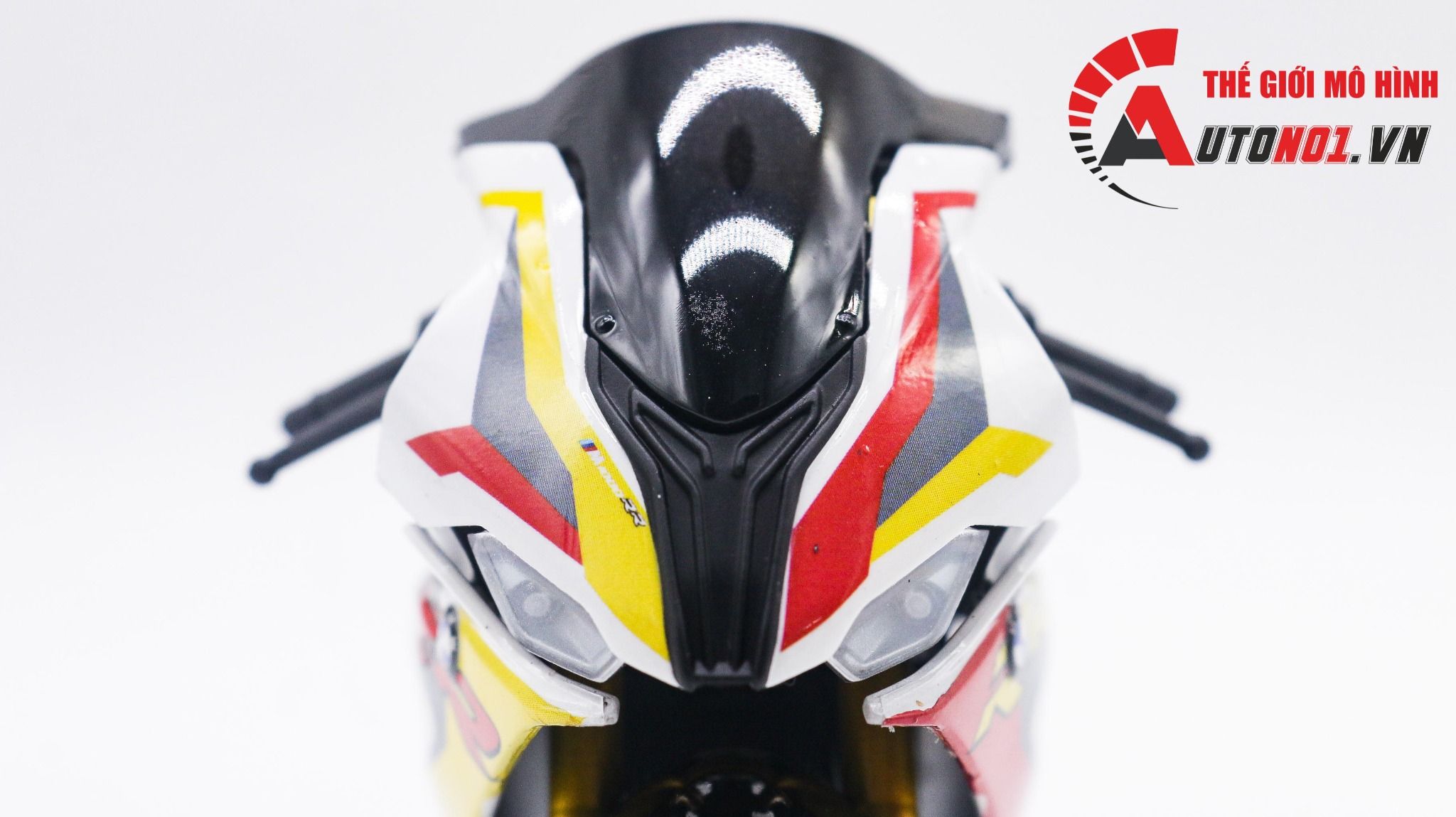  Mô hình xe độ Bmw S1000rr Sbk 2020 Yellow Red tỉ lệ 1:12 Autono1 Welly D226C 