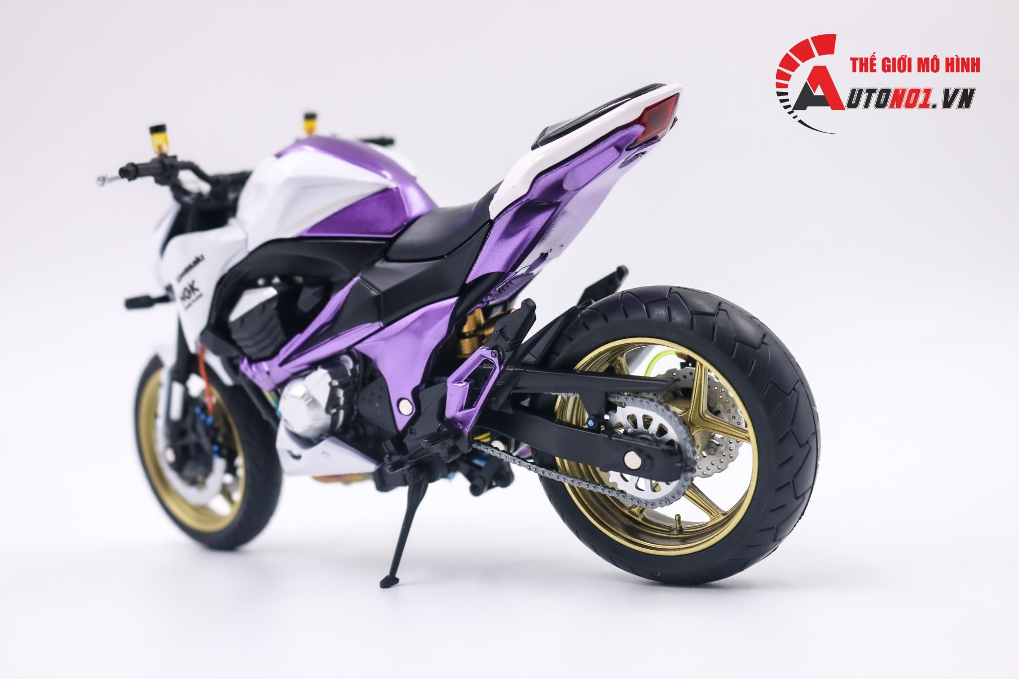  Mô hình xe độ Kawasaki Z800 Metal Violet độ pô 1:12 Autono1 Automaxx D225A 