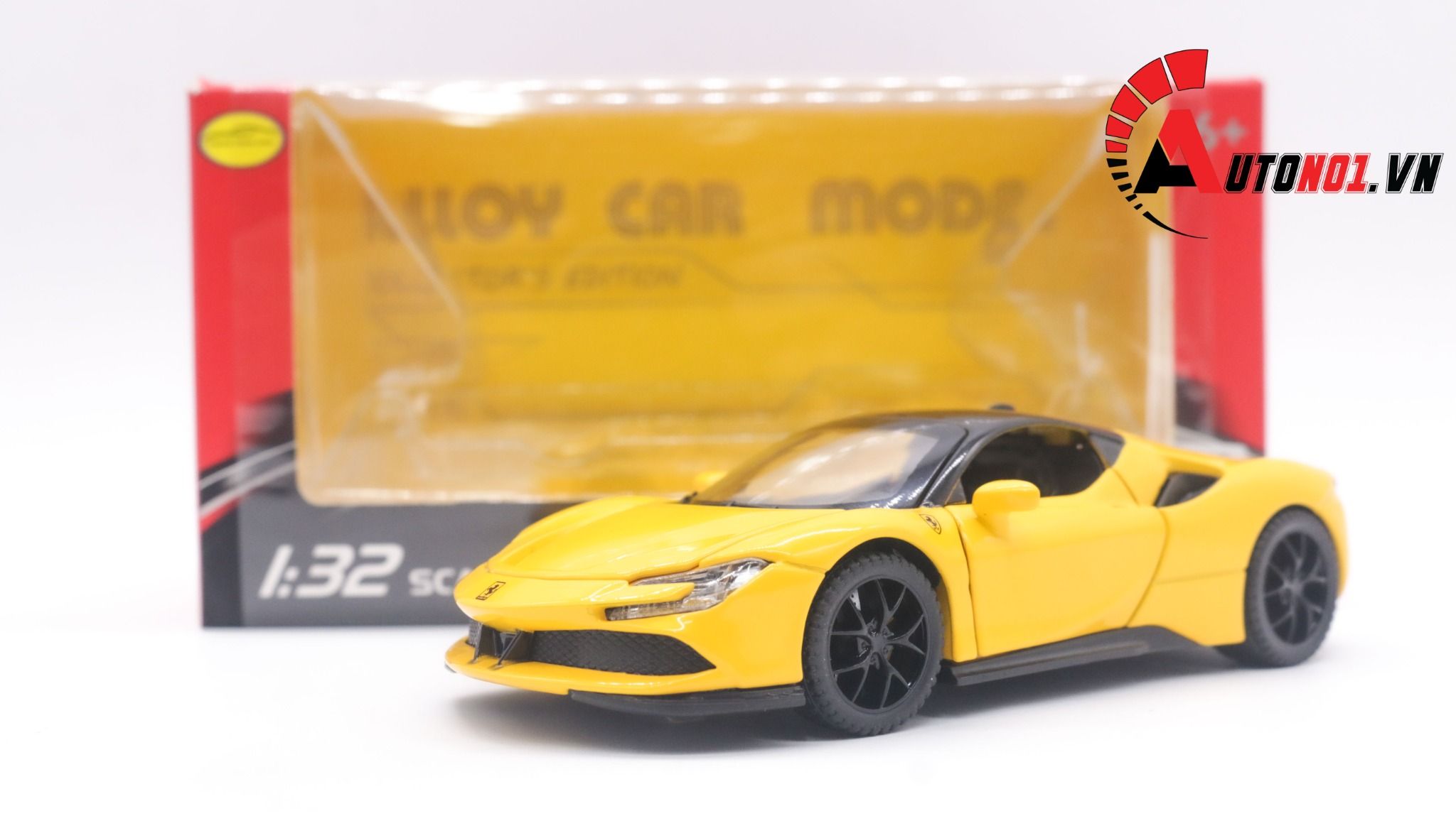  Mô hình xe Ferrari Sf90 Stradale full open, có đèn và âm thanh 1:32 Alloy Model OT265 