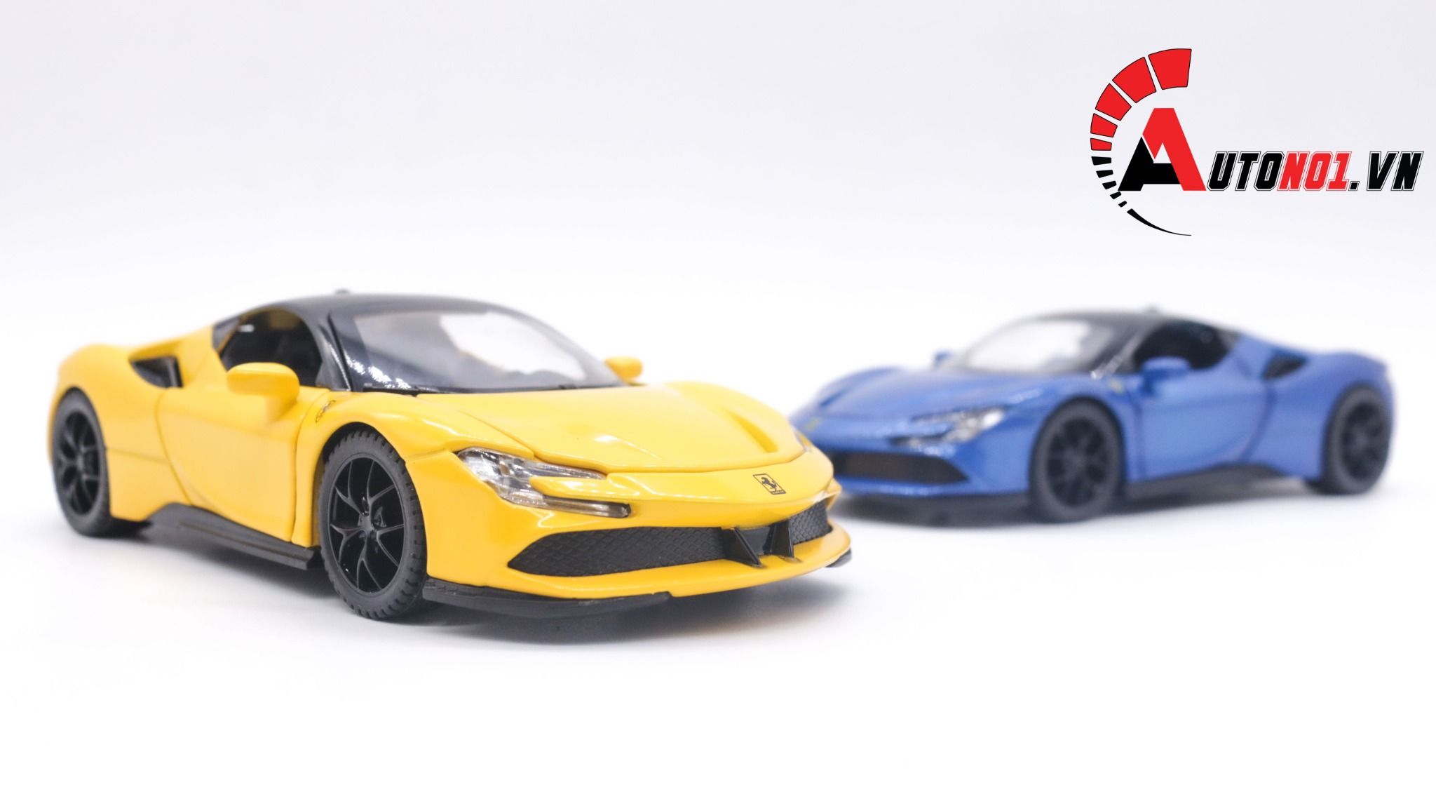  Mô hình xe Ferrari Sf90 Stradale full open, có đèn và âm thanh 1:32 Alloy Model OT265 