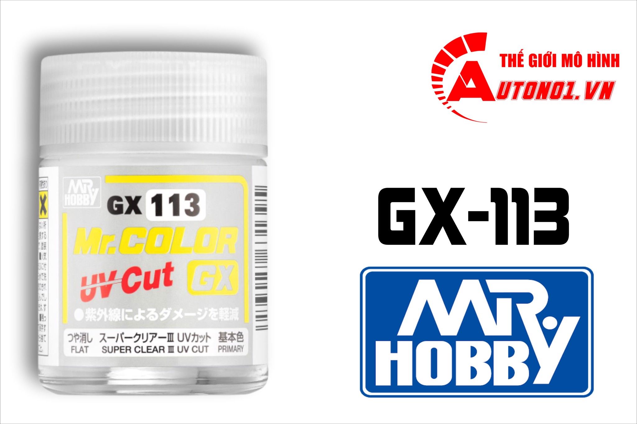  Lacquer gx113 super flat clear iii uv sơn mô hình phủ mờ chống tia uv 18ml Mr.Hobby GX113 