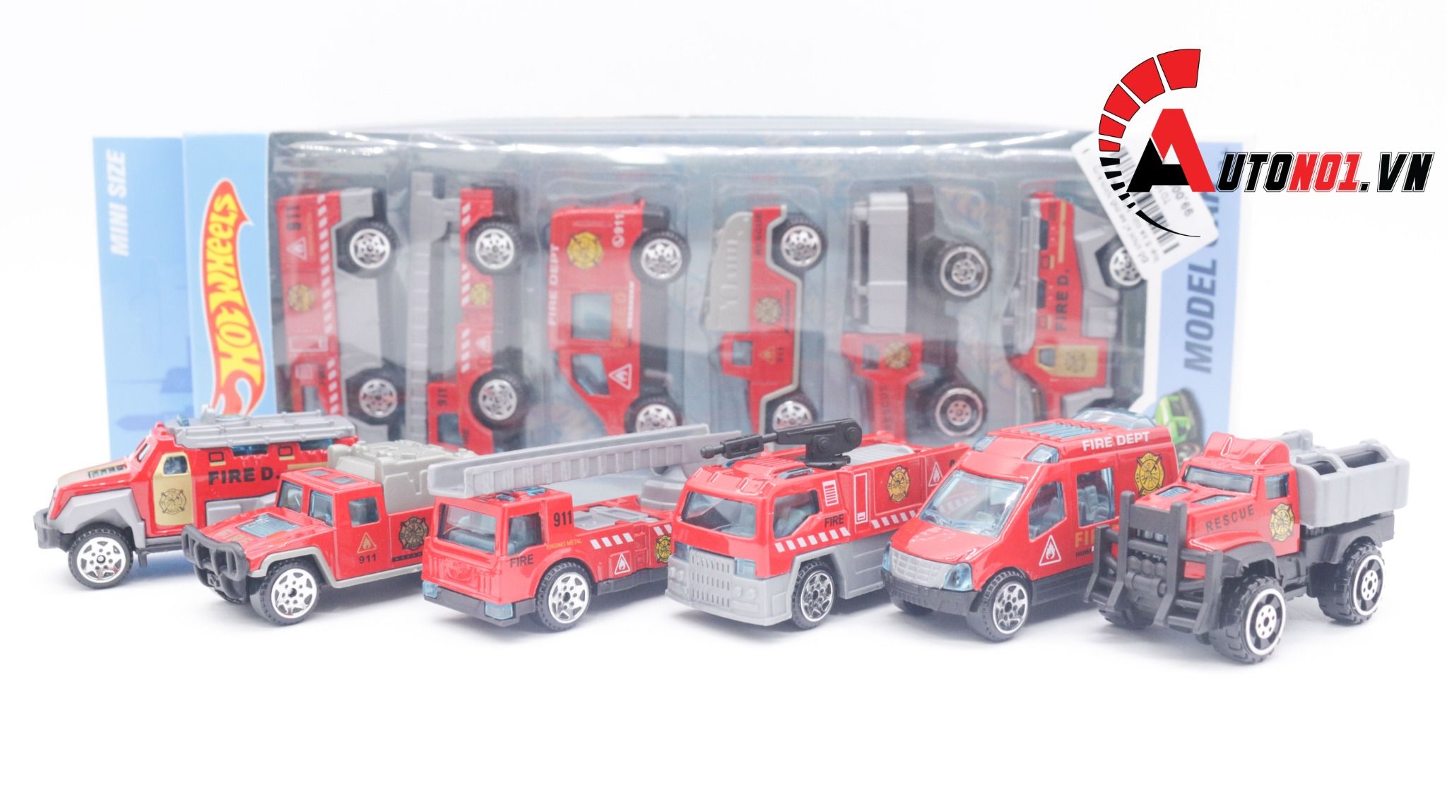  Đồ chơi vĩ xe mô hình kim loại 6 xe cứu hỏa nhiều mẫu tỉ lệ 1:64 diecast T010 