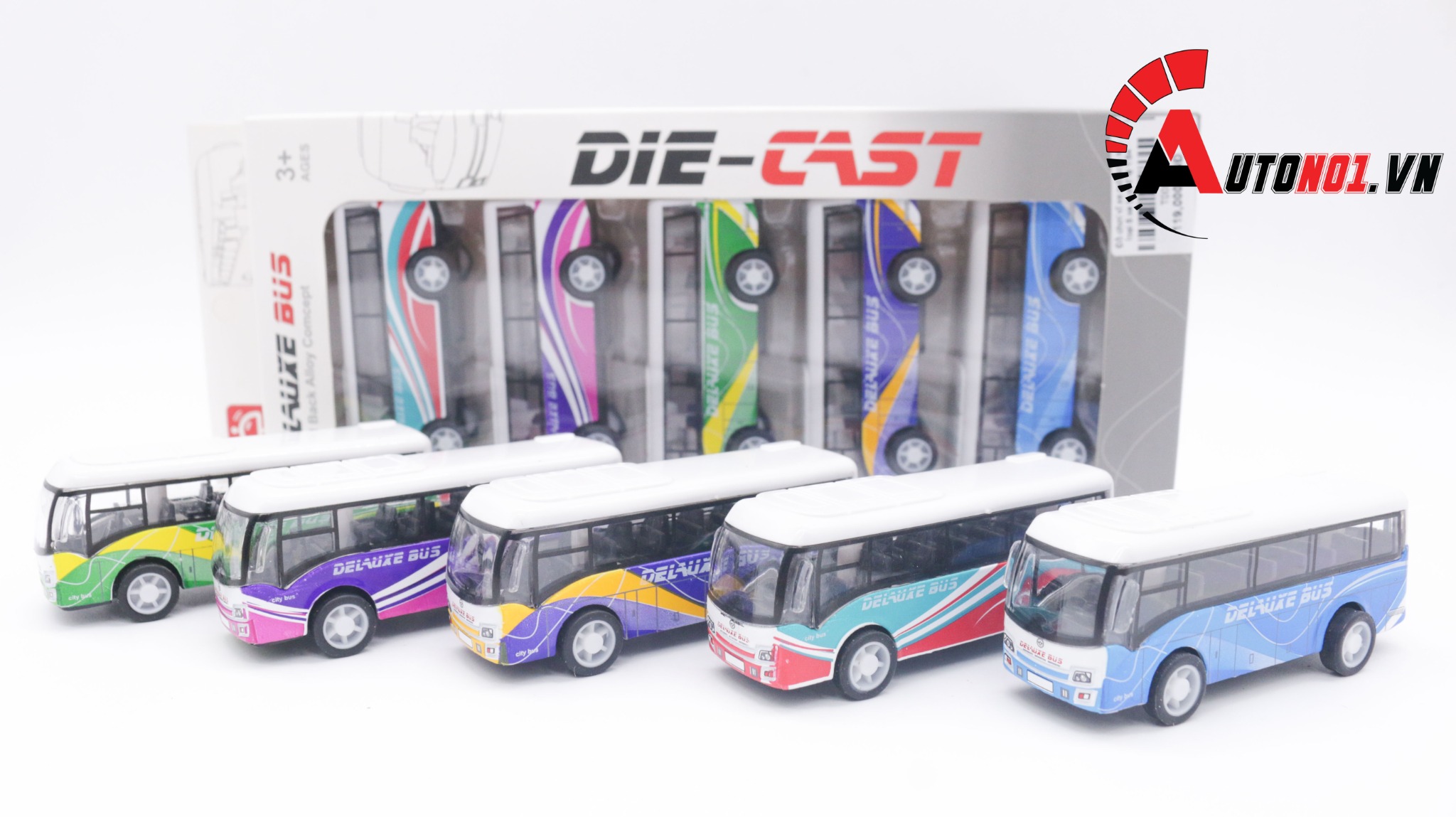  Đồ chơi vĩ xe mô hình kim loại 5 xe buýt tỉ lệ 1:64 diecast T005 