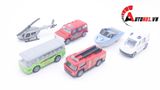  Đồ chơi vĩ xe mô hình kim loại 6 xe cứu hỏa thuyền trực thăng tỉ lệ 1:64 diecast T008 