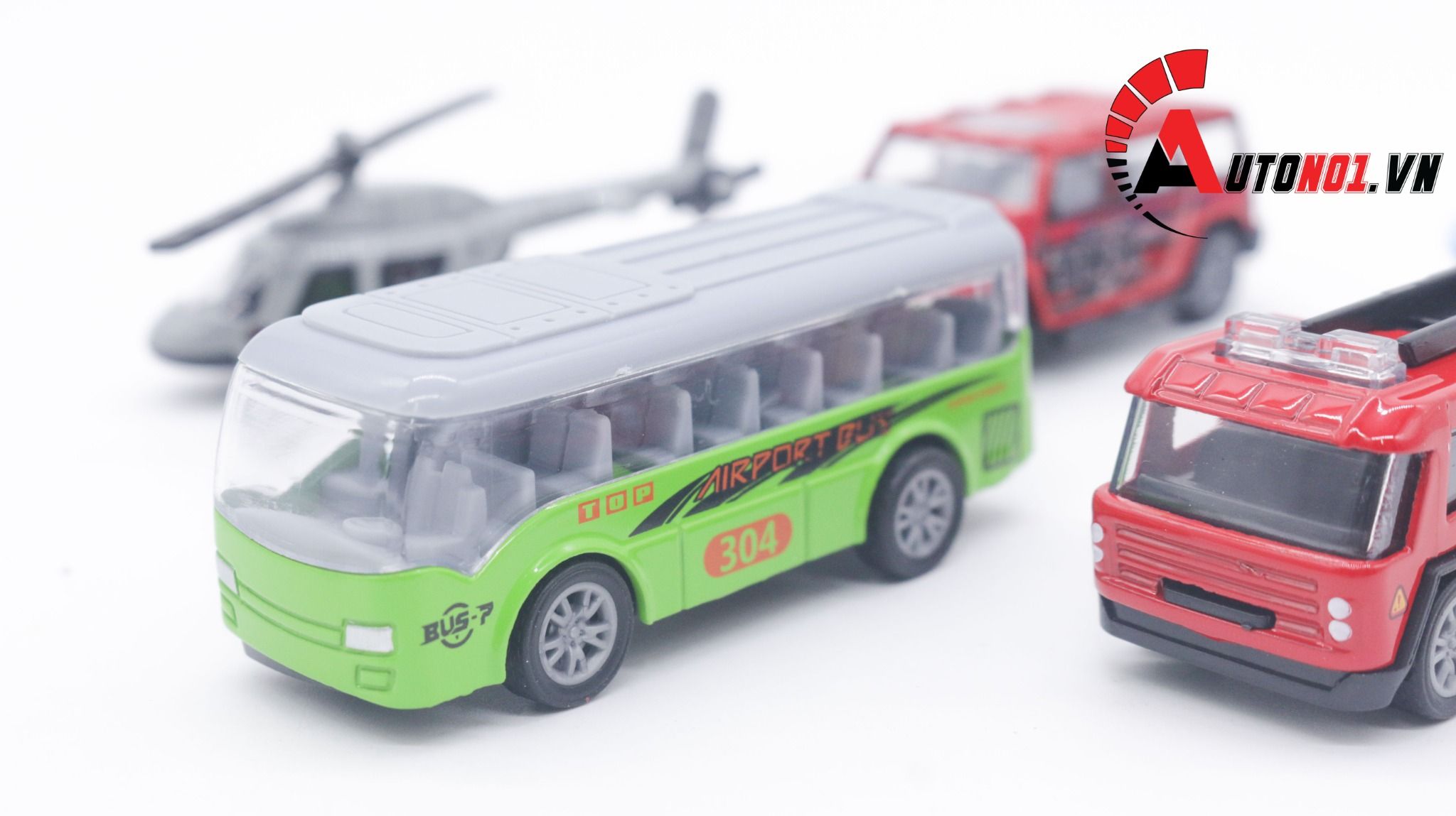  Đồ chơi vĩ xe mô hình kim loại 6 xe cứu hỏa thuyền trực thăng tỉ lệ 1:64 diecast T008 