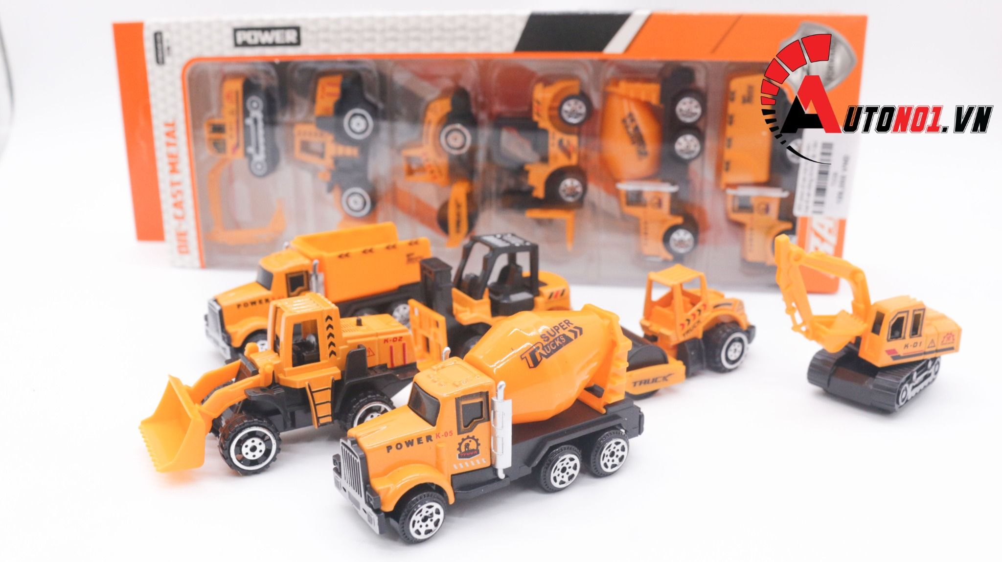  Đồ chơi vĩ xe mô hình kim loại 6 xe công trình tỉ lệ 1:64 diecast T006 