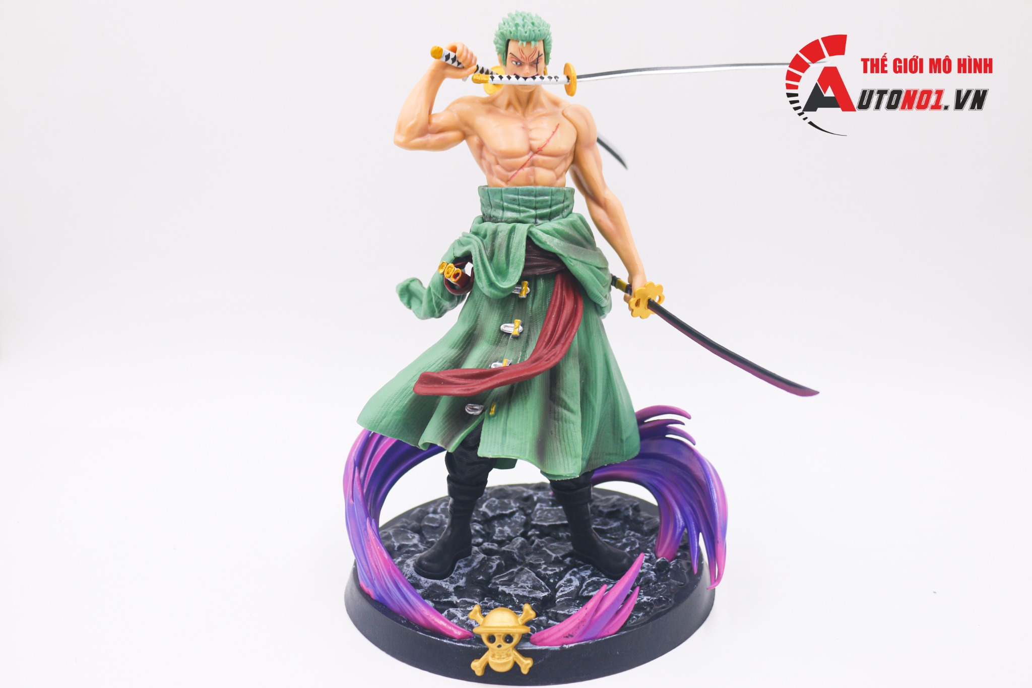  Mô hình nhân vật Onepiece Wano Zoro tam kiếm có đầu thay thế 28cm FG205 