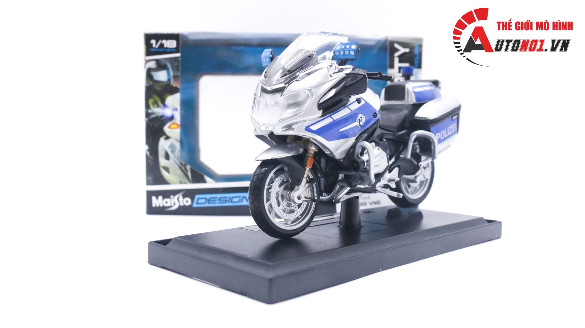  Mô hình xe mô tô cảnh sát police BMW R1200 RT polizei tỉ lệ 1:18 Maisto MT045 